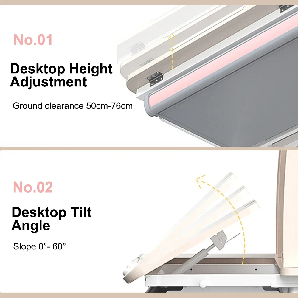 Wood Height Adjustable Student Writing Desk Set Ergonomic Wooden Kids Study Table and Chair for Children