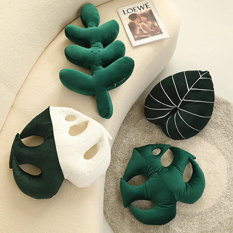 INS Green Leaf Pillow Plush Stuffed Plants Monstera Philodendron Seat Cushion Plushie Peluche Sofa Chair Home Decorate Prop 2