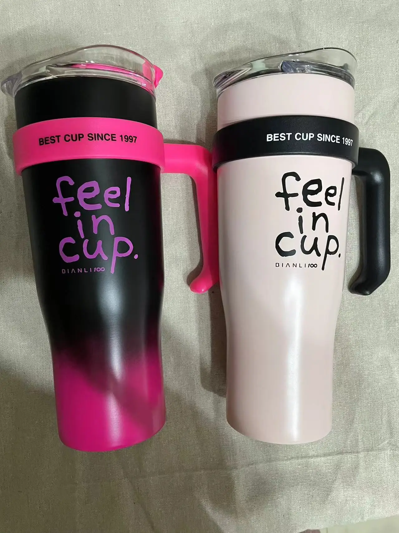 빨대 및 손잡이가 있는 보온 아이스 바 컵, 대용량 더블 컵, 1200ml