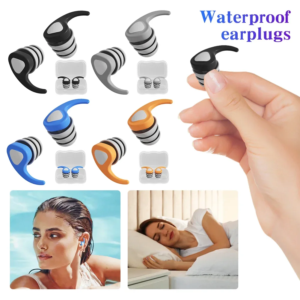 Silicone Noise Reduction Earplug Reusable Waterproof Anti-Noise Ear Plugs Sound Blocking Earplugs for Travel Work Sleep Swimming 2