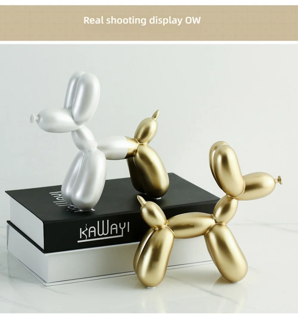 Handbemalte Ballon-Hunde-Harzskulptur – Tierfigur im Jeff Koons-Stil, moderne Schreibtisch-Kunstdekoration für Büro und Sammlungen – Detail 6