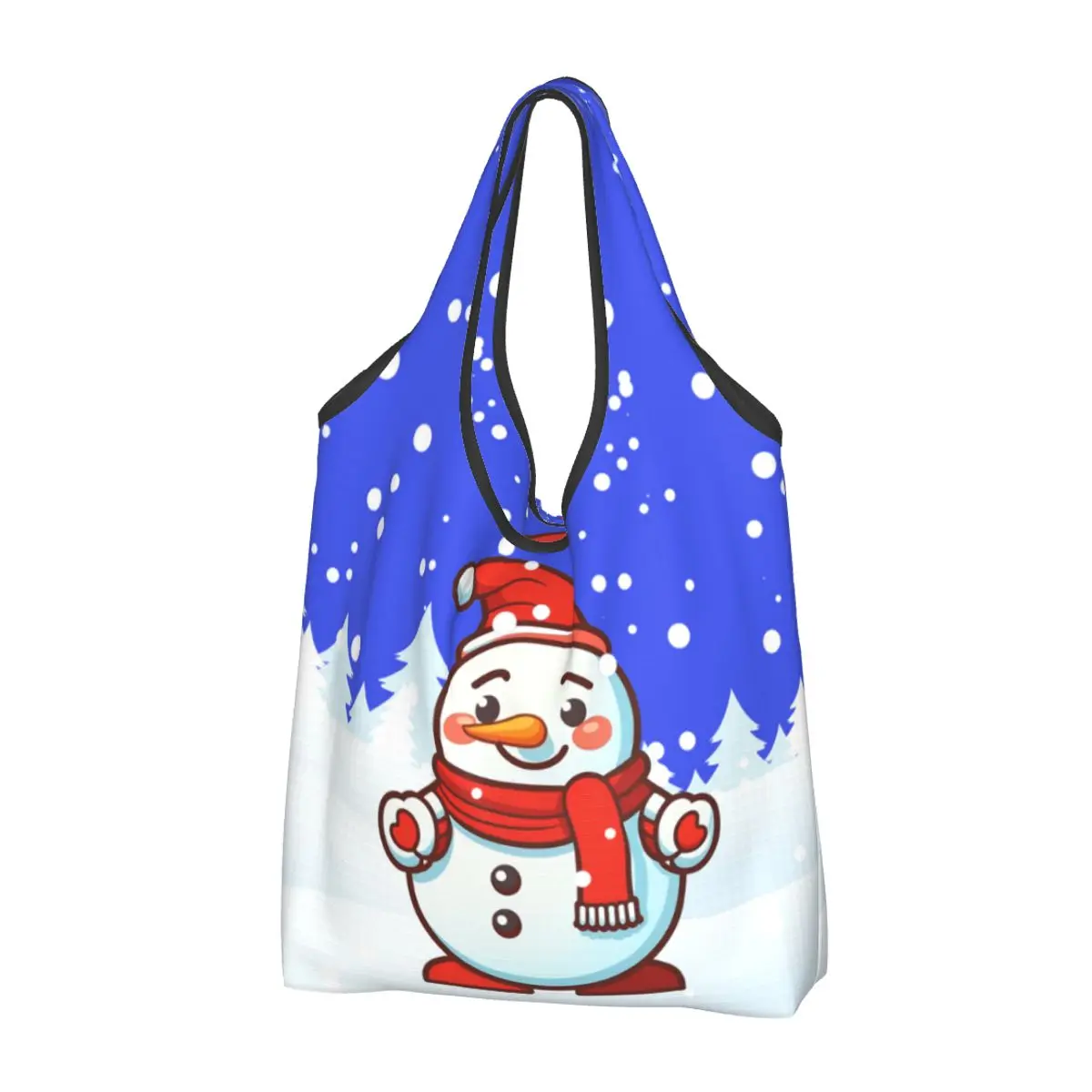 

Christmas Snowman Grocery Shopping Bag Kawaii Shopper Shoulder Tote Bags Big Capacity Portable New Year Gnome Handbag