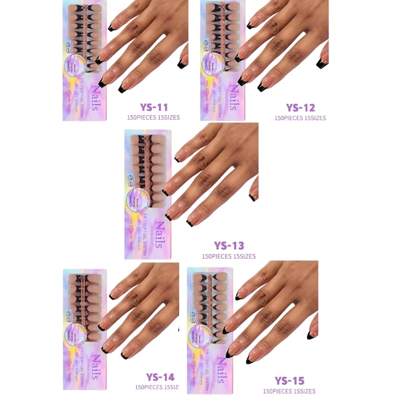 

French Tip Gel Tips 3 in 1 Coat Tips Press on Nails Fake Nails