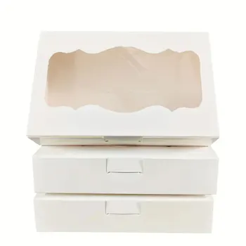 10Pcs White Kraft Paper Gift Box Containers With Clear Window-Perfect for Packaging,Wedding,Party,Christmas,Birthday Decorations 1