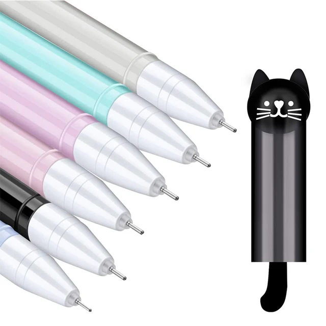 60Pcs Kawaii Cat Pens with Ultra Fine 0.5 mm Point Erasable Gel Pens -  AliExpress