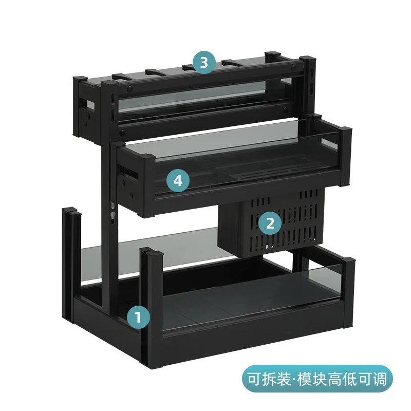 Kitchen cabinet drawer seasoning basket rack aluminum alloy narrow cabinet seasoning storage