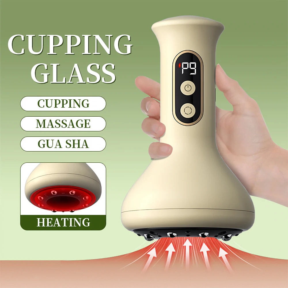 Back Cupping Massage Machine Meridian Brush Heating EMS Vibration Vacuum Negative Pressure Body Scraping GuaSha Stimulator Tools