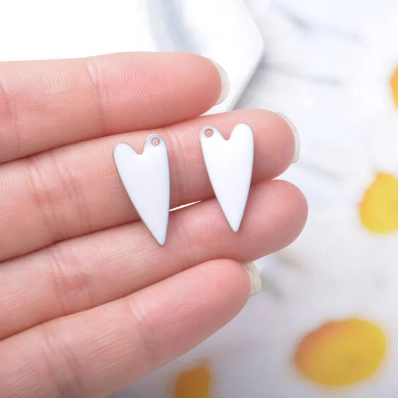 20pcs Copper Enamel Heart Charms