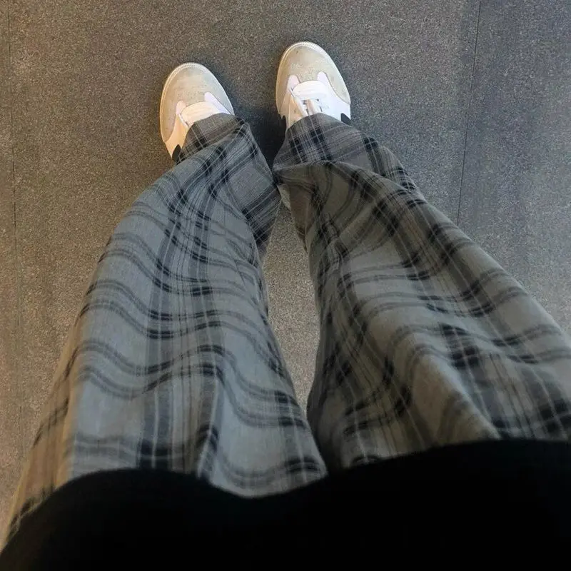Summer Women's Plaid Printing Casual Wide Leg Pants All-match Thin Elastic High Waist Loose Trousers Fashion Female Clothing