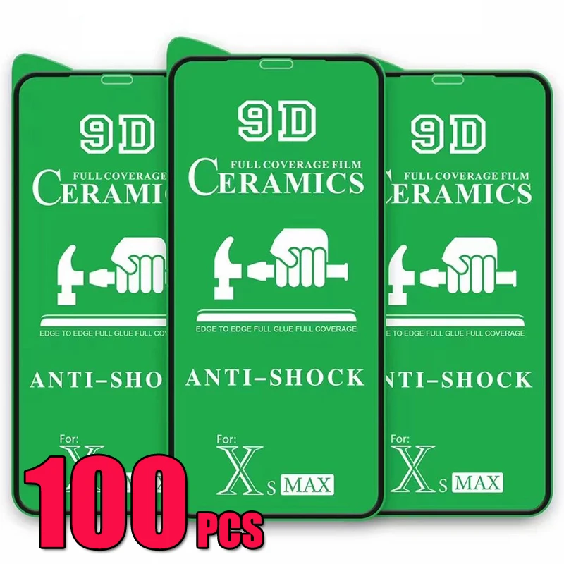 100pcs 9d Ceramics Film Hd Screen Protector Full Glue Coverage Guard