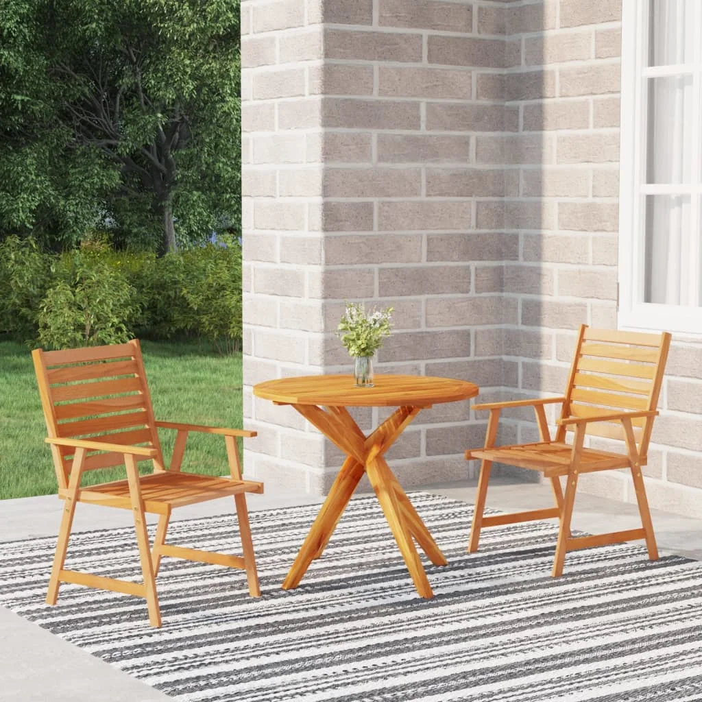 

3 Piece Patio Dining Set Solid Wood Acacia A Outdoor Table and Chair Sets Outdoor Furniture Sets