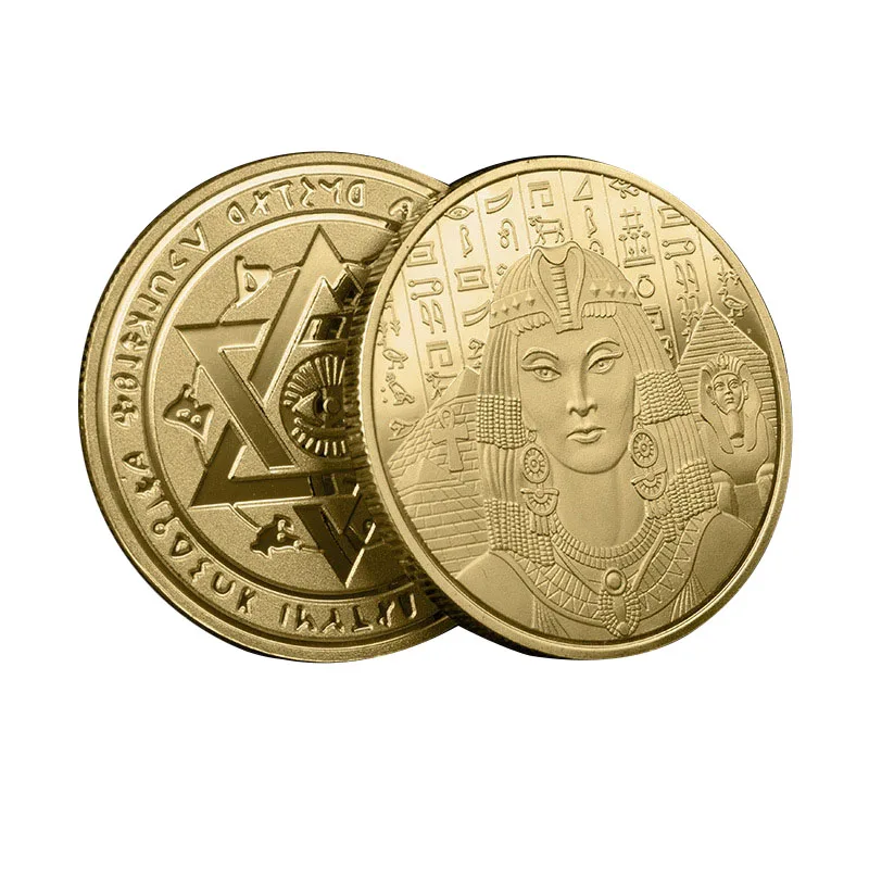 

Ancient Greek Collectible Coins Pyramid Egyptian Sun God Queen Silver Gold Coin Commemorative Collections Souvenir