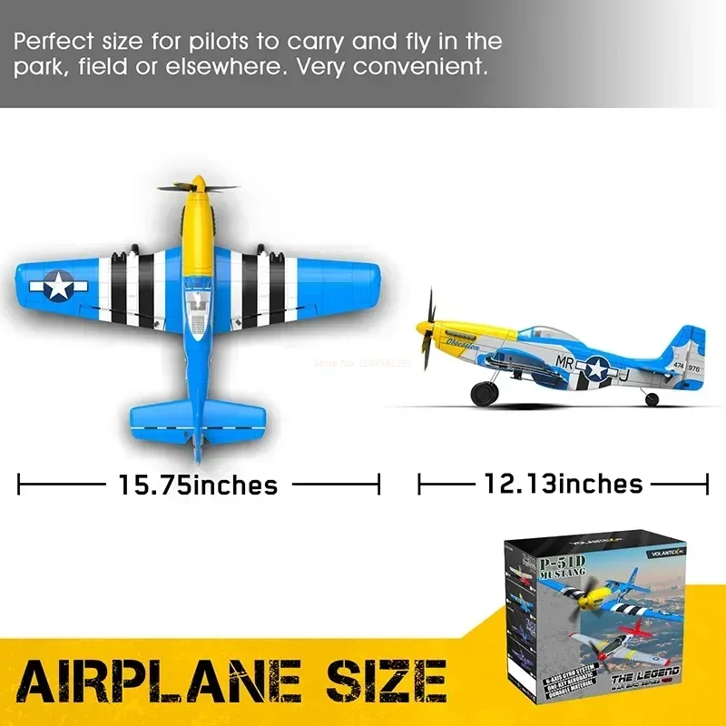 761-5v2 Volantex Blue P-51d Rc Four-Channel Remote Control Airplane Model Electric Foam Rc Aircraft Children Surprise Gift 5