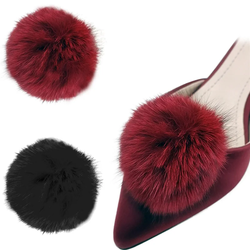 

2 Pcs Fluffy Pom Pom Shoe Clips Women Shoes Embellishment Detachable Shoe Decoration for Ladies High Heel Bag Accessories