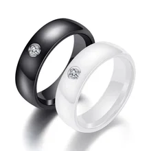 

Fashion Trend Couples Diamond Black and White Ceramic Rings Women's Party Wedding Holiday Gifts Popular Jewelry Accessories
