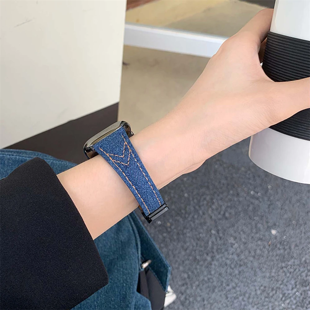 Vintage denim strap for Apple Watch 9 8 7 6 5 4 se 3 41mm 38 40mm 45mm 44  42mm women star band for iWatch Ultra 2 49mm bracelet - AliExpress