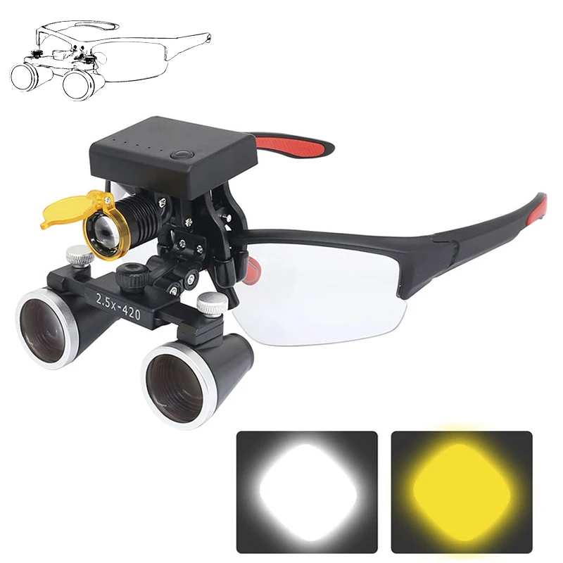 

2.5X/3.5X Dental Loupes Glasses Binocular Magnifiers 3W/5W LED Medical Dentistry Headlight Head Examination Light