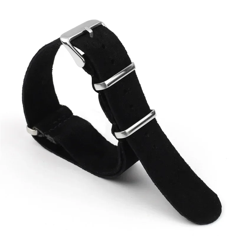 רצועת שעון עור אמיתי רך וינטאג' סוודה 20mm 22mm עבור Seiko עבור Omega עבור Samsung Galaxy Watch 4/5/6/7 צמיד לגברים