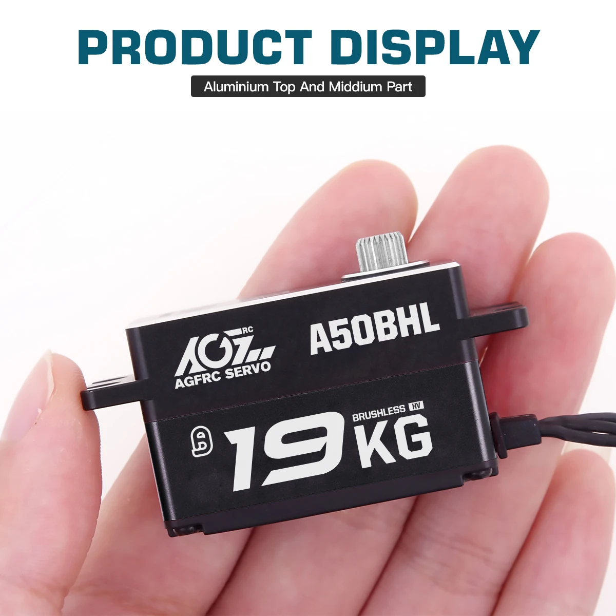 AGFRC A50BHL 19KG 울트라 토크 초고속 8.4V 프로그래밍 가능한 로우 프로파일 브러시리스 스티어링 RC 서보 자동차 여행용 표류