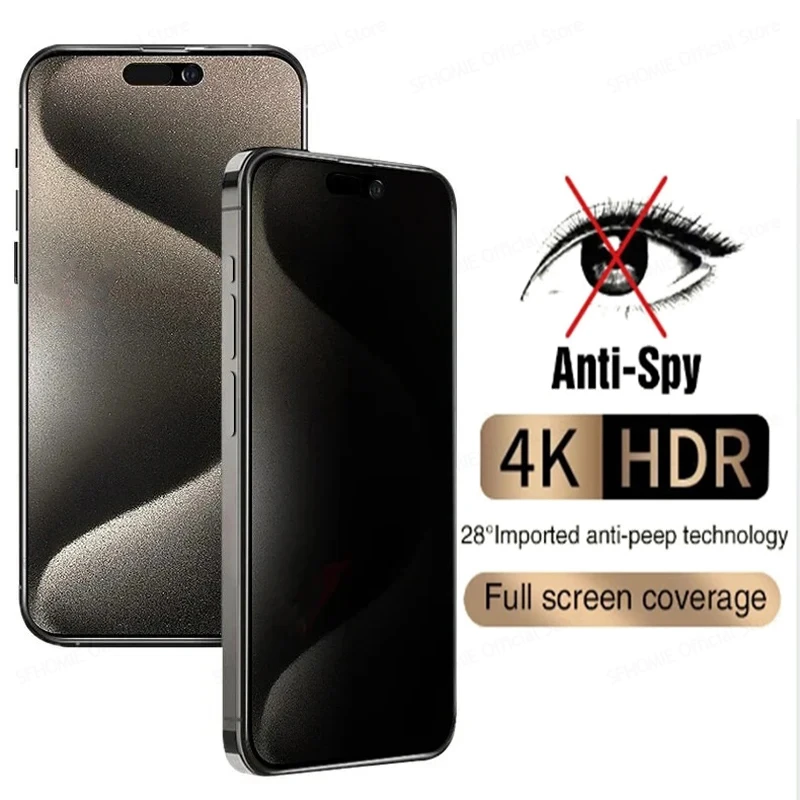 아이폰 14, 15 프로 맥스용 안티 스파이 강화 유리 스크린 보호대, 프라이버시 보호 Best5