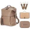 6 Types PU Leather Mommy Bag Large Capacity Backpack for Mom Infant Baby Stroller Bag with Changing Pad for Mom Baby Nursing 1