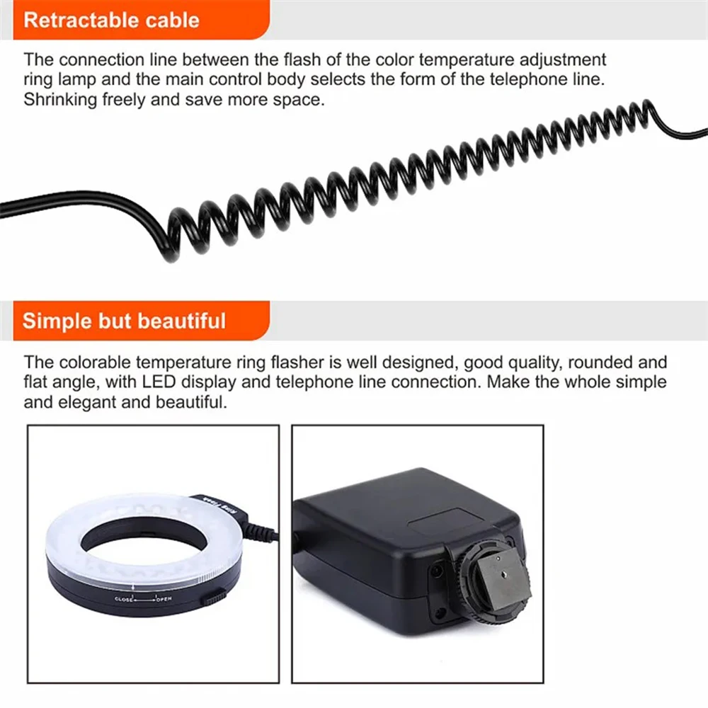 Led Ring Light Camera Flash Light Cameras Photography Led Light for Nikon Canon Pentax Olympus Panasonic DSLR Macro LED Ring Flash Light with 8 Adapter Ring