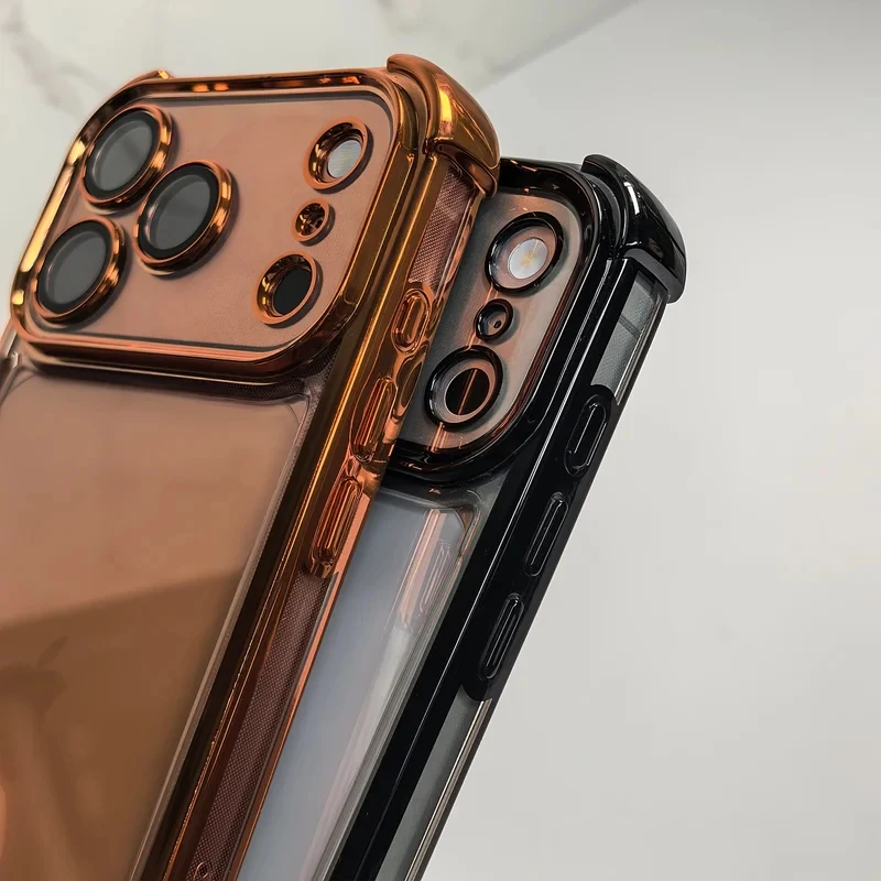 Sleek Transparent Shockproof Phone Case with Wrist Strap Cover