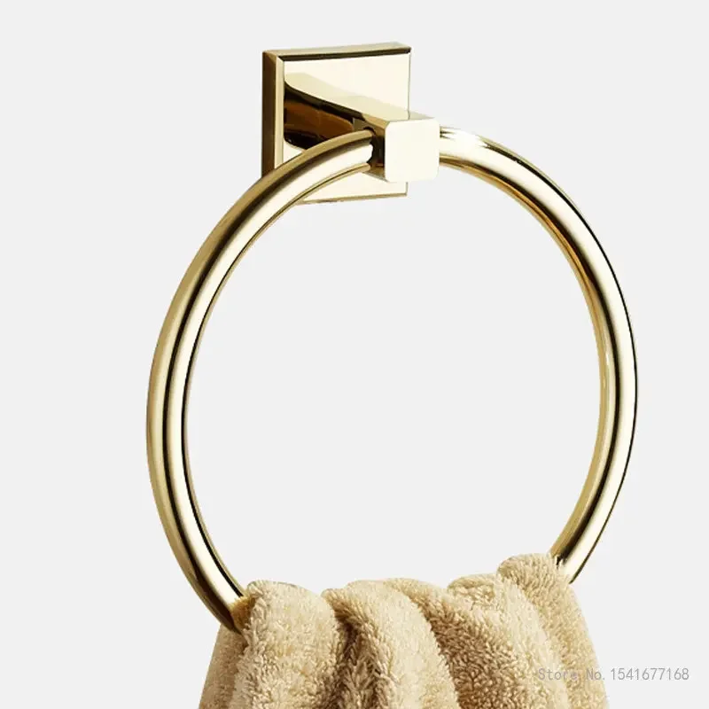 Golden Towel Rack, Towel Bar, Stainless Steel Hardware, Robe Hook, Toilet Brush Cup Holder, Soap Dish, Bathroom Accessories, 1Pc