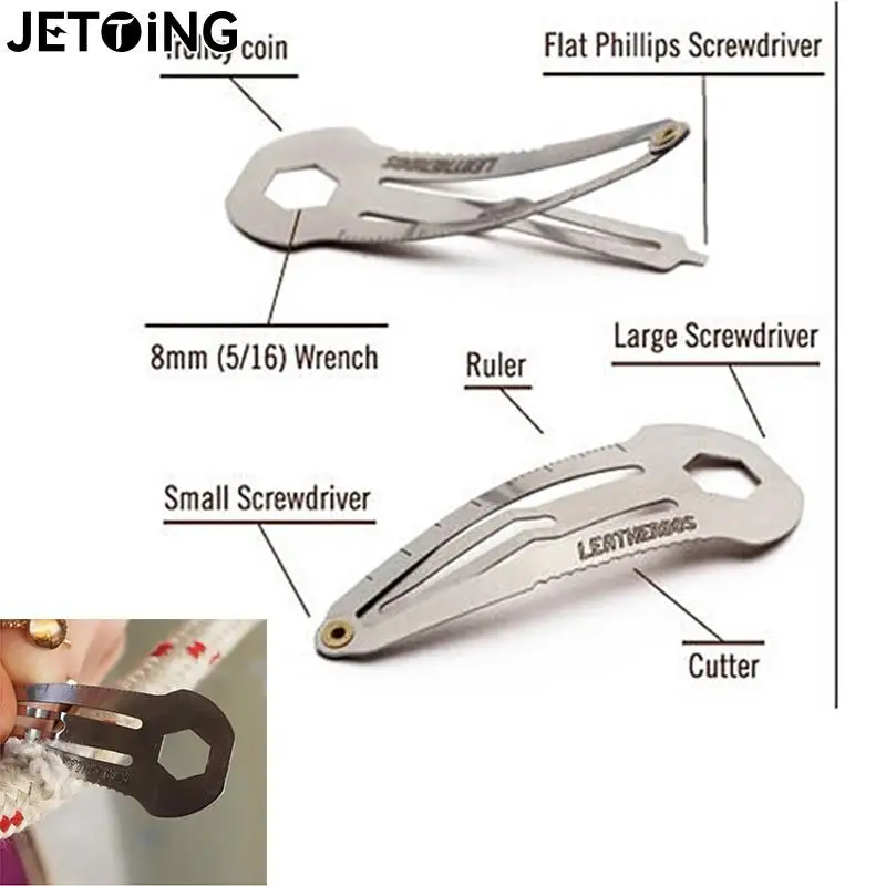 Multi Function Tool Stainless Steel Hairpin Hair Clip Ruler Cutter Screwdriver Keychain