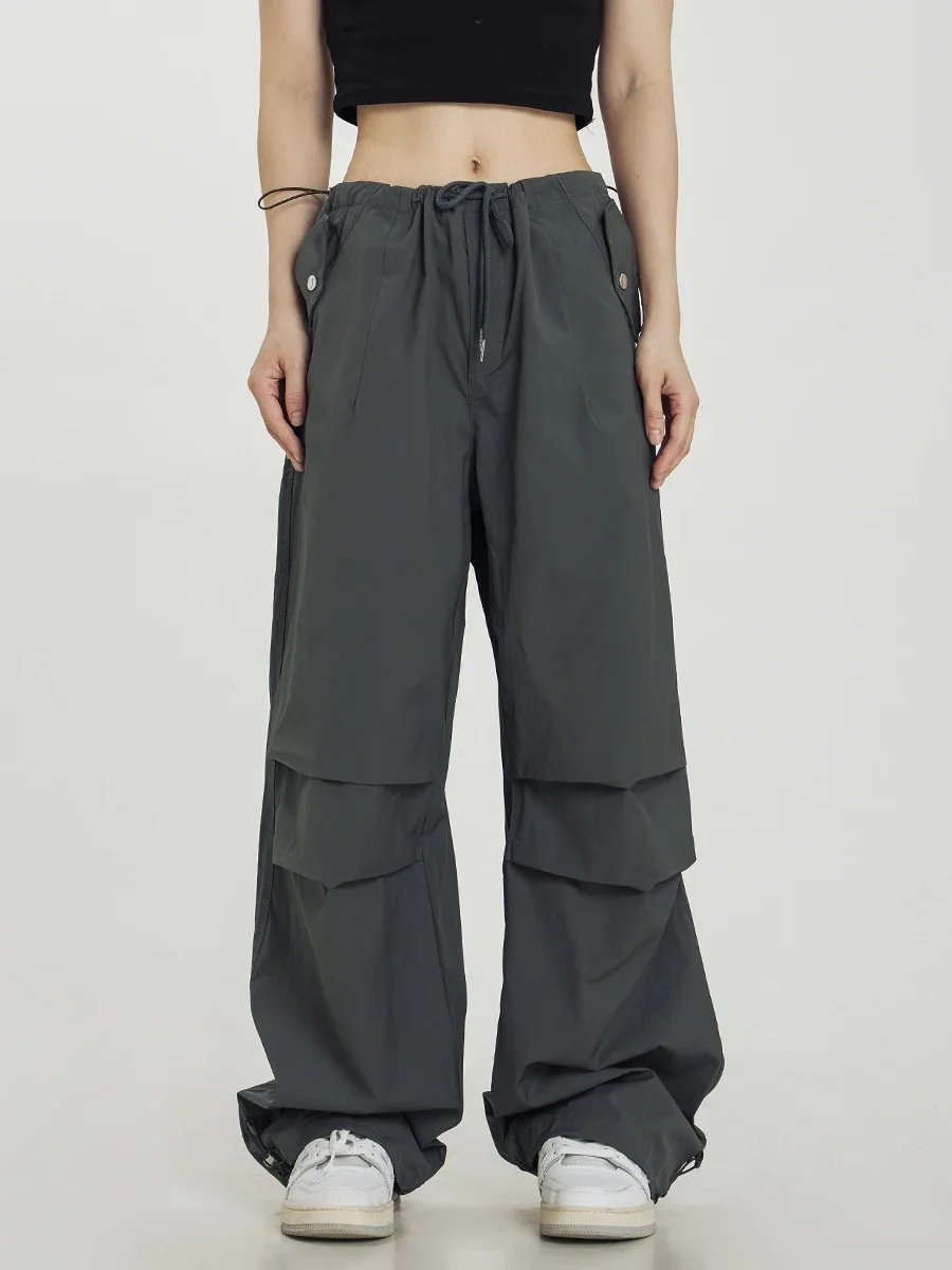 Description Picture 5 of itemAmerican Style Retro Drawstring Pleated Paratrooper Pants Overalls Men's and Women's Loose Straight Casual Pants Trendy Trousers