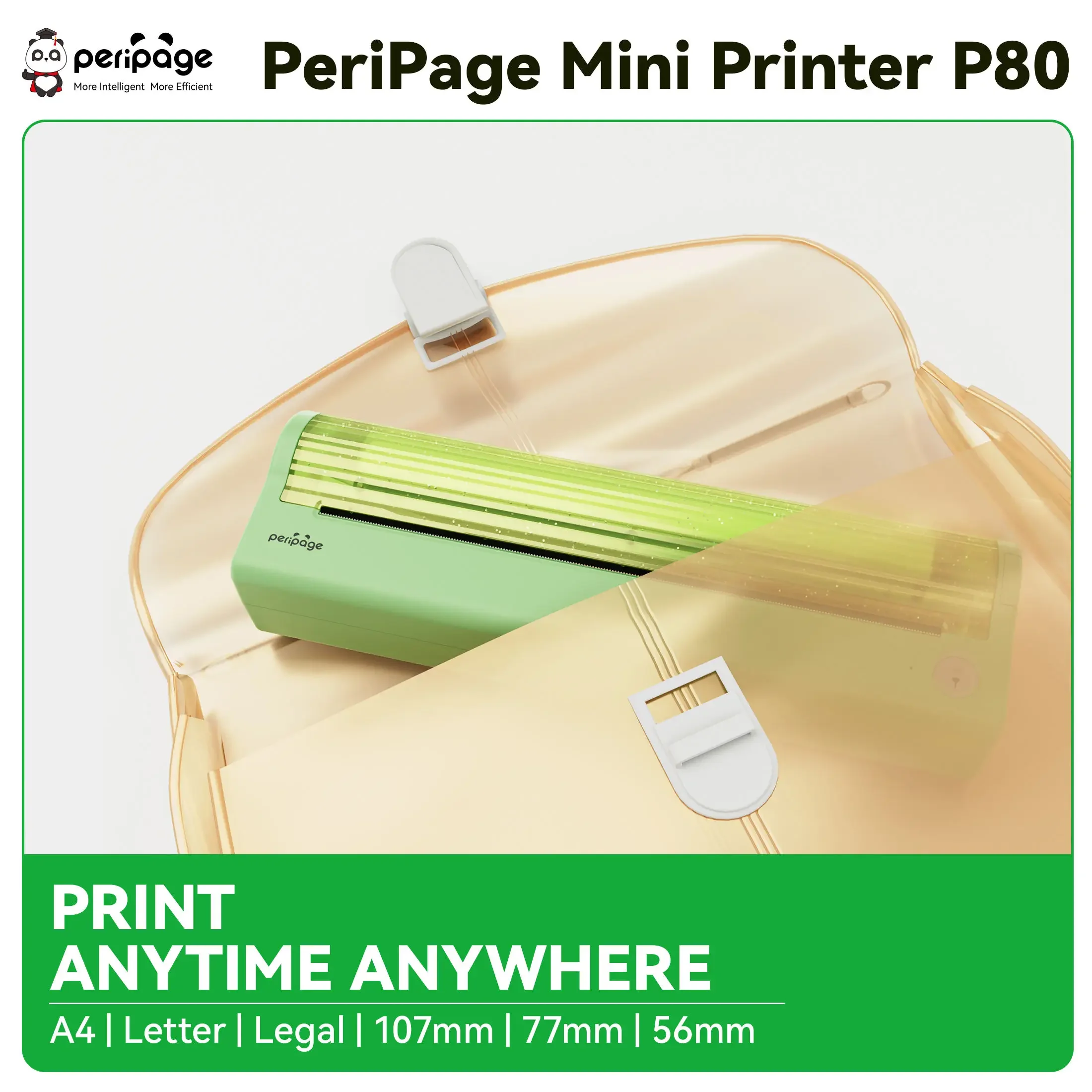 GlowMartPeriPage P80 Portable A4 Thermal Printer Wireless 203/304Dpi Thermal Printer Fit Multi Size Paper Label