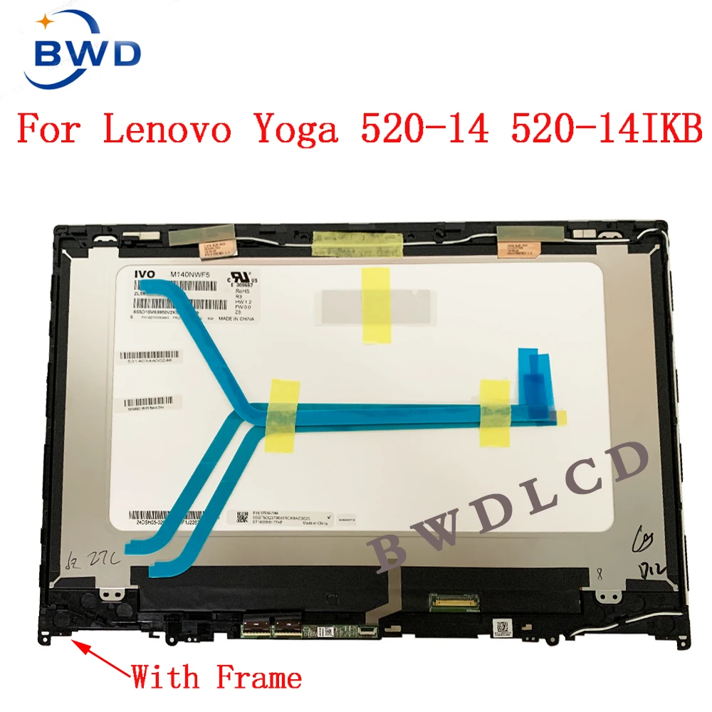 

Новый ЖК-экран 14,0 дюйма для Lenovo Yoga 520 14 80X8 80ym 520-14IKB, сенсорный дигитайзер в сборе PN ST50Q37994 5D10N45602
