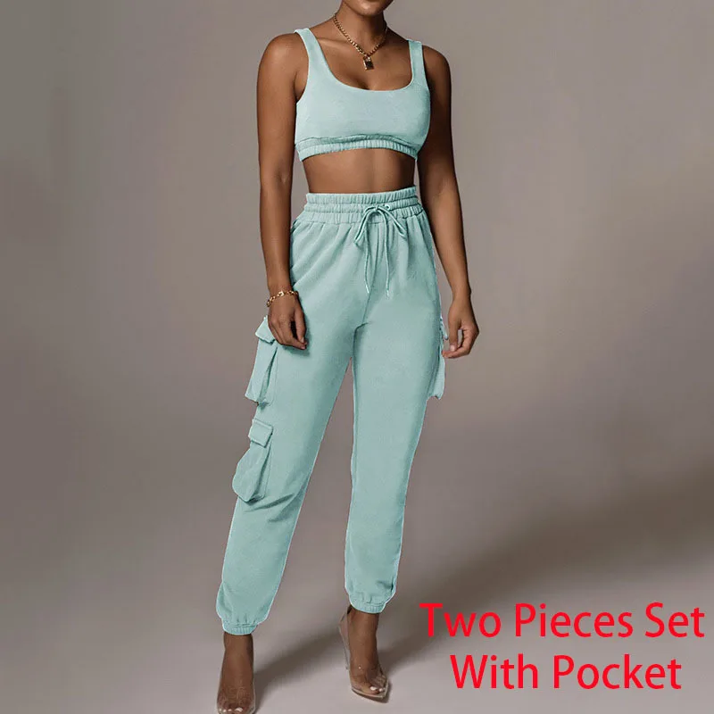 Casual Sport Set Crop Top Pants Set 2 Piece Set Women 2022 New Autumn Women Clothing Two Piece Set White Tracksuit Woman Pants