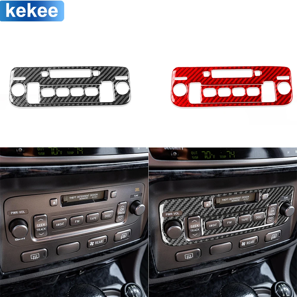 

For Toyota Land Cruiser 2003-2007 Dashboard Radio Control Panel Trim Cover Real Carbon Fiber Sticker Car Interior Accessories