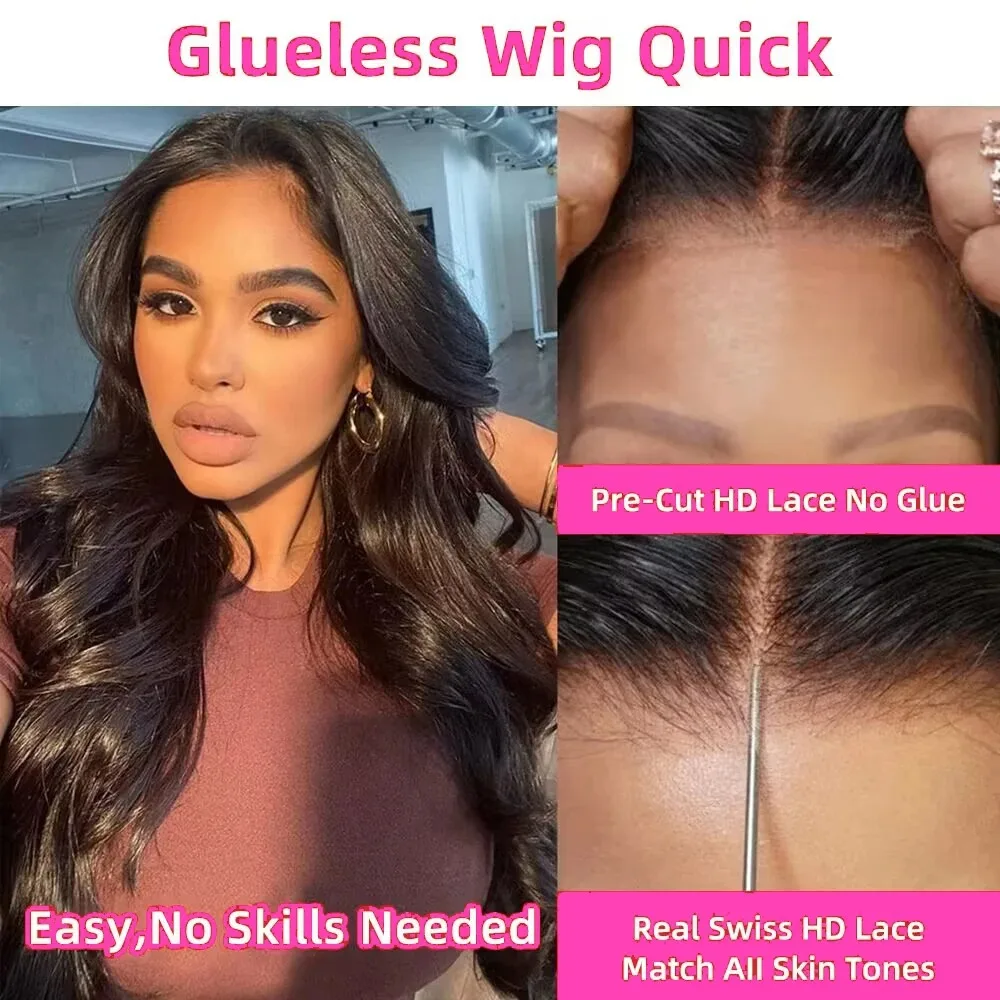 13x6 HD Transparent Lace Frontal Human Hair Wig 200 Density Body Wave 30 Inch Lace Front Wig PrePlucked For Black Women