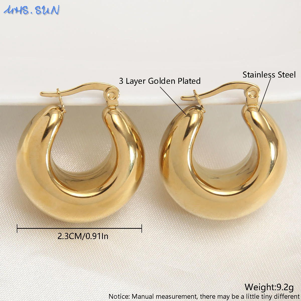 Hochwertige, dicke, glatte Creolen aus Edelstahl, minimalistische, hohle, geometrische Ohrschnalle für Frauen, Piercing-Schmuck, Geschenke – Detail 18