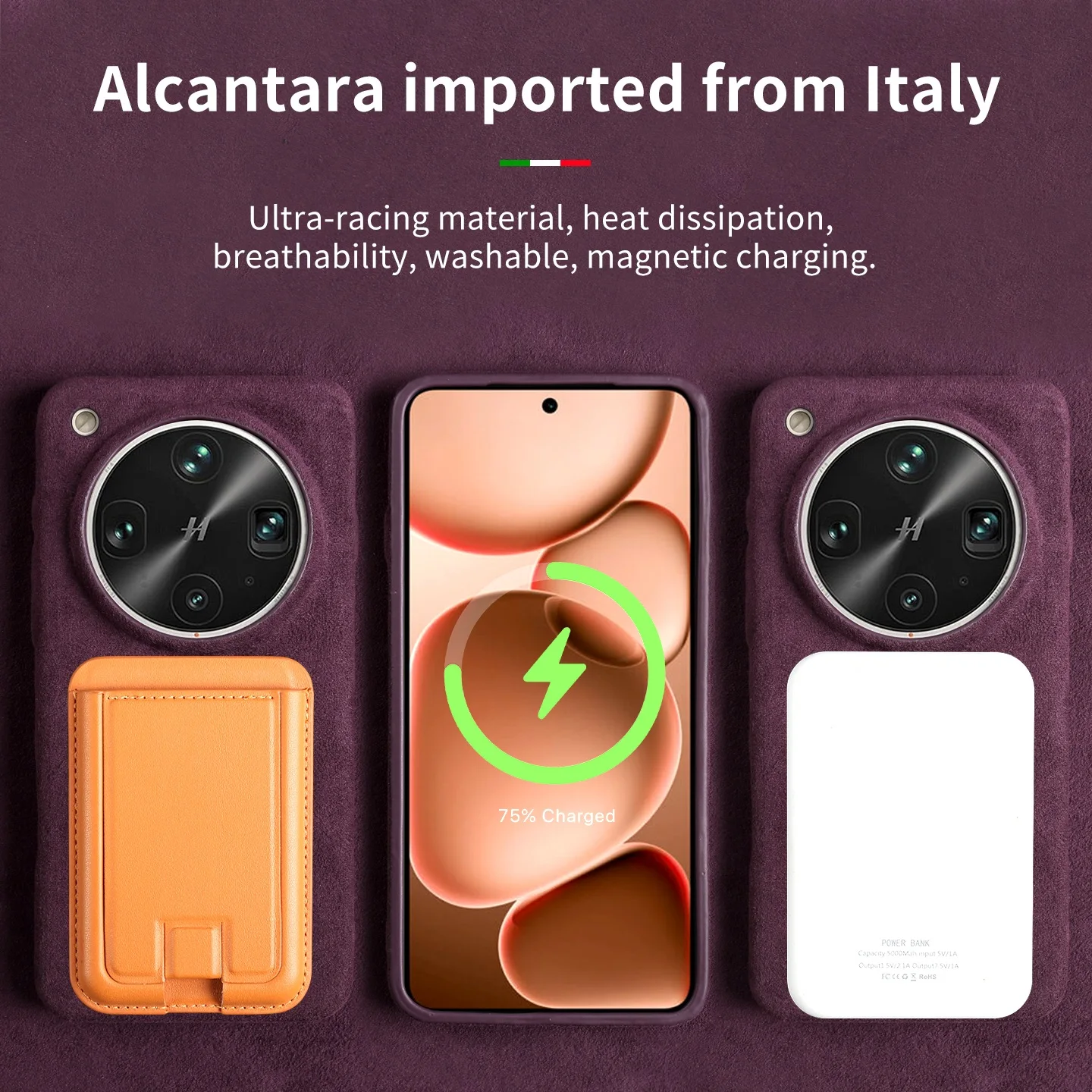 Premium Full Coverage Magnetic Case with Alcantara and Magsafe Compatibility - Supercar Suede Finish