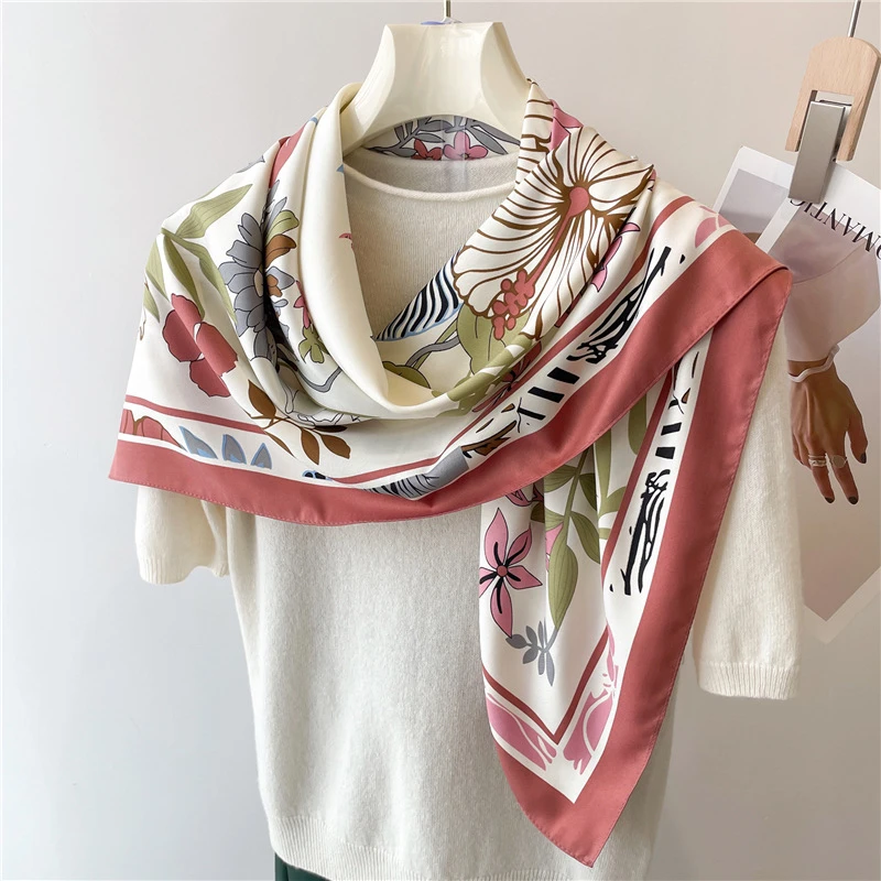

Design Twill Silk Square Scarf Women Luxury Brand Hijab Scarves Headband Foulard Ladies Shawl Wrap Echarpe Foulard Bandana