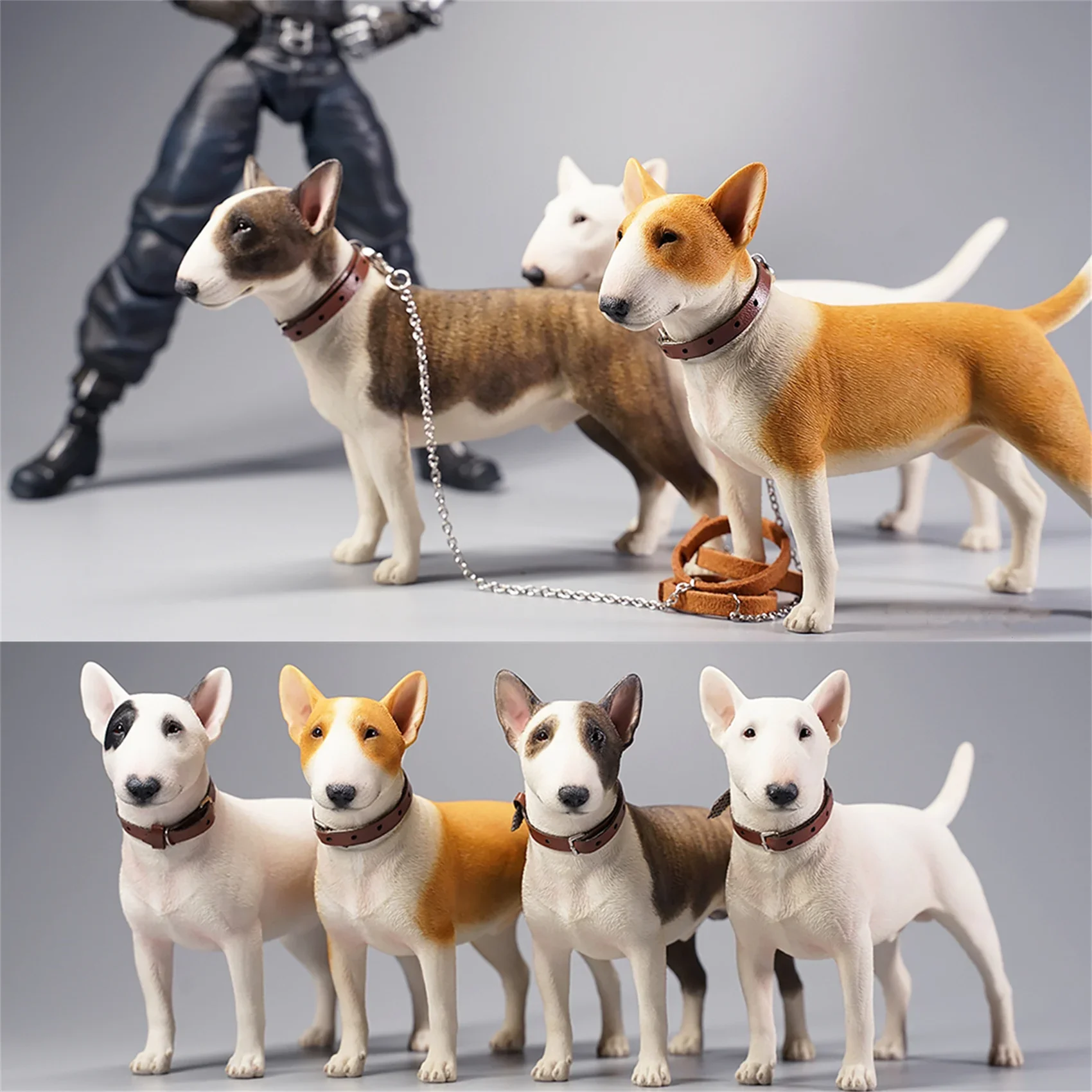 

JXK 1:6 Scale Bull Terrier Figure Dog Pet Healing Cute Canidae Animal Collector Toy Resin Desktop Decoration Gift