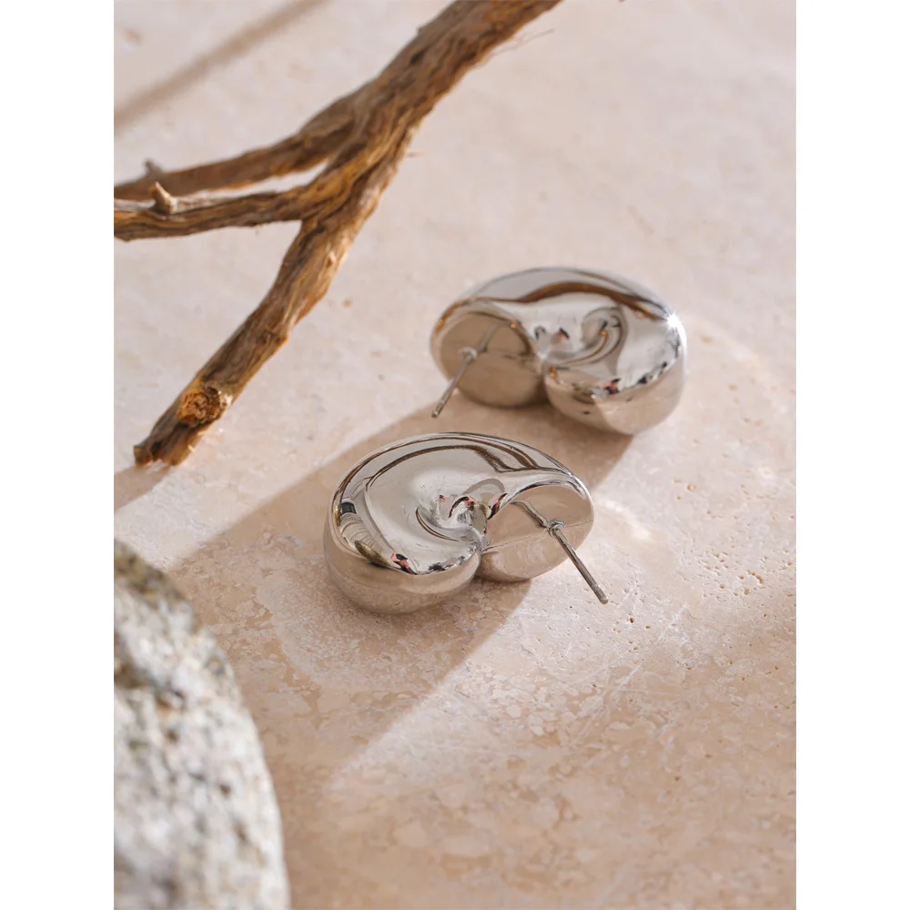 Yhpup Stainless Steel Hollow Chunky Earrings for Women