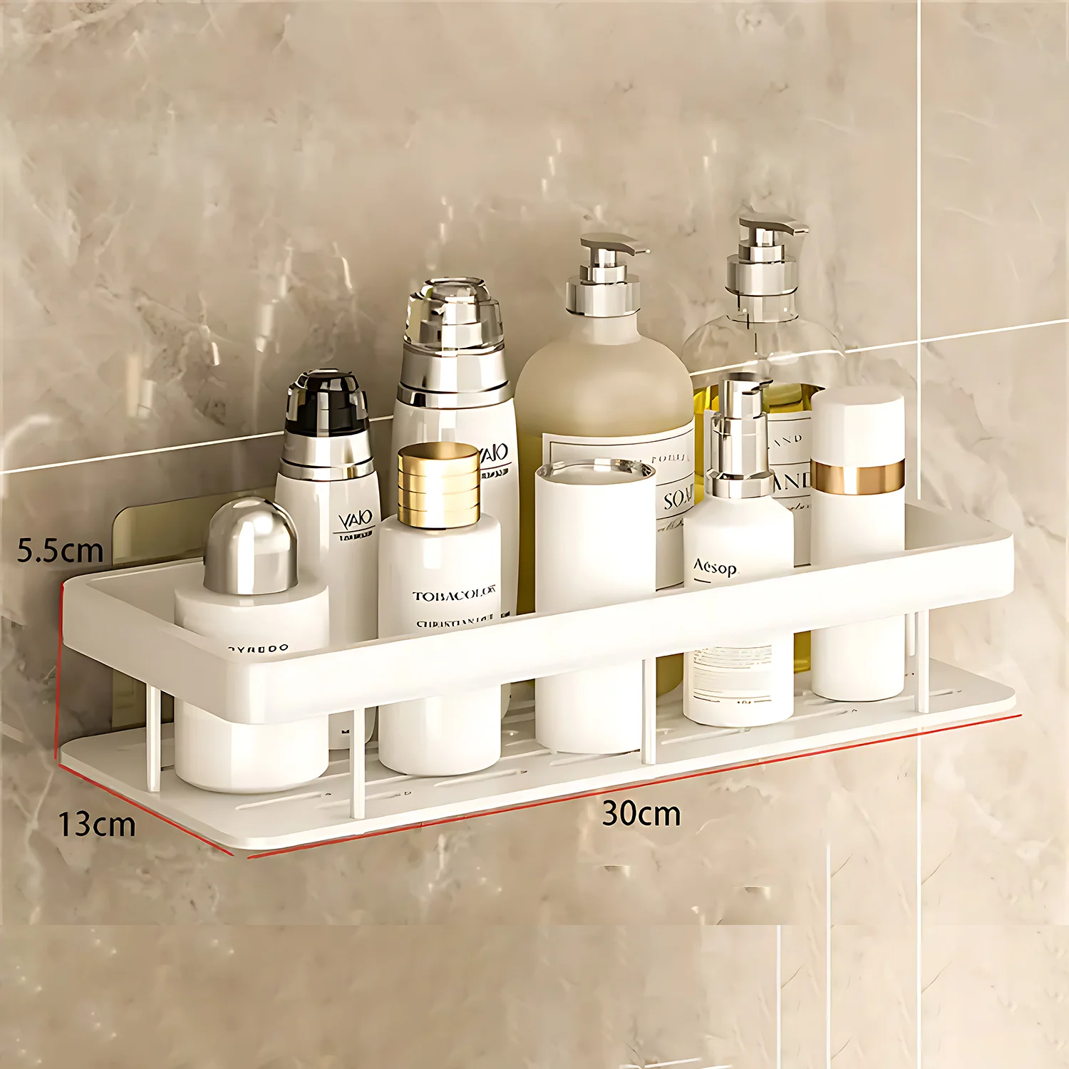 2PCS Bathroom Shelf Kitchen Storage Organizer Aluminum Alloy Shampoo Rack Shower Shelf No Drill