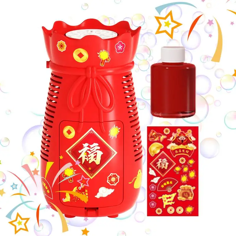 

Automatic Bubble Machine Lucky Bag Shape Summer Toy Bubble Blower Light Up Creative Automatic New Year Bubble Machine 90ML