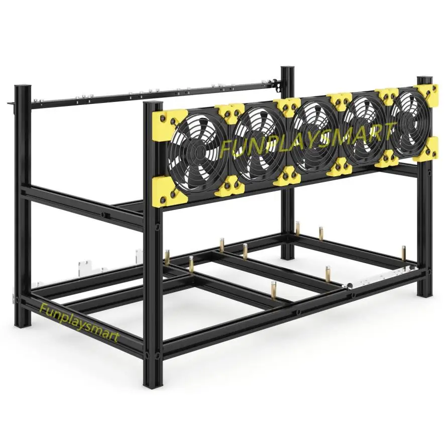 Funplaysmart v4c  6-gpuアルミニウムマイニングケース、積み重ね可能なマイナーフレーム、ファンブラケット付きのオープンピットリグラック、etherum (ethなど)  - AliExpress