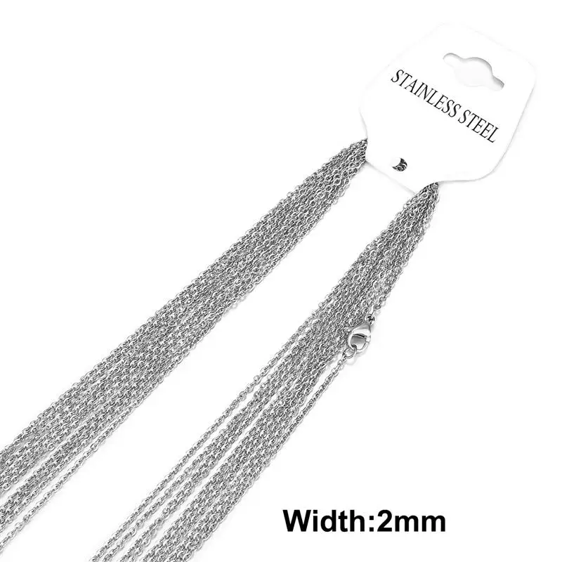 Gold Stainless Steel Cuban Link Necklace Chains - Set of 10
