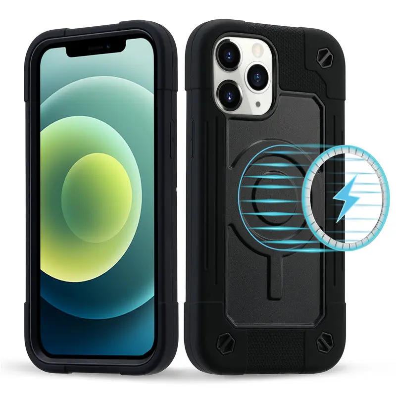 

Magnetic Wireless Charging Armor Phone Case For iPhone 14 13 12 11 Pro Max XS Max XR 13Pro 14 Plus Shockproof Bumper Hard Cover