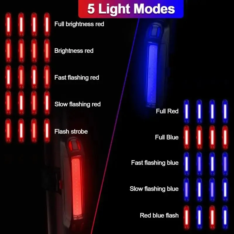 Bicycle Rear Light Waterproof USB Rechargeable LED Safety Warning Lamp Bike Flashing Accessories Night Riding