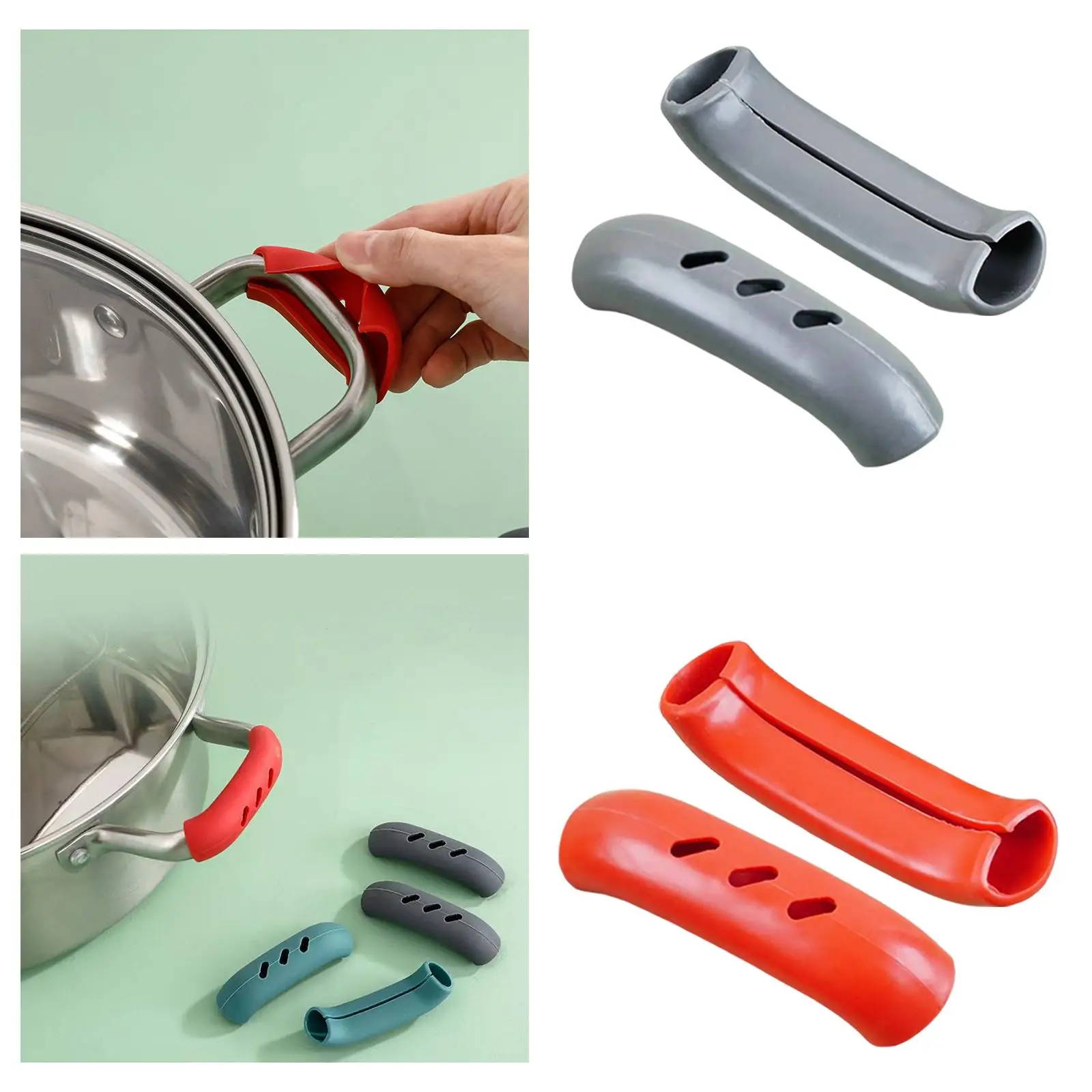 Non Slip Silicone Assist Handle Holder Hot Pot Grip Handle Cover Sleeve  Potholders Heat Insulated for Skillet Plate Griddle