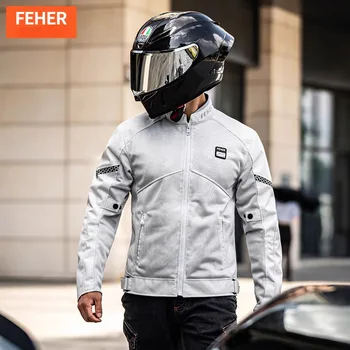 FEHER Summer Motorcycle Riding Jacket Motorbike Racing Anti Fall Mesh Breathable 5 CE CE Protective Gear For Honda For Yamaha
