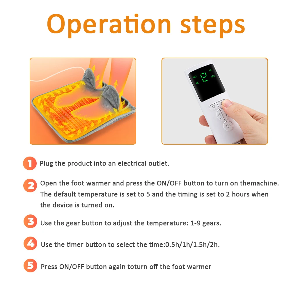 Winter Electric Foot Heating Pad Soft Plush Multi-Function Portable Body Warmer Improve Sleeping Household Office Foot Warm Mat