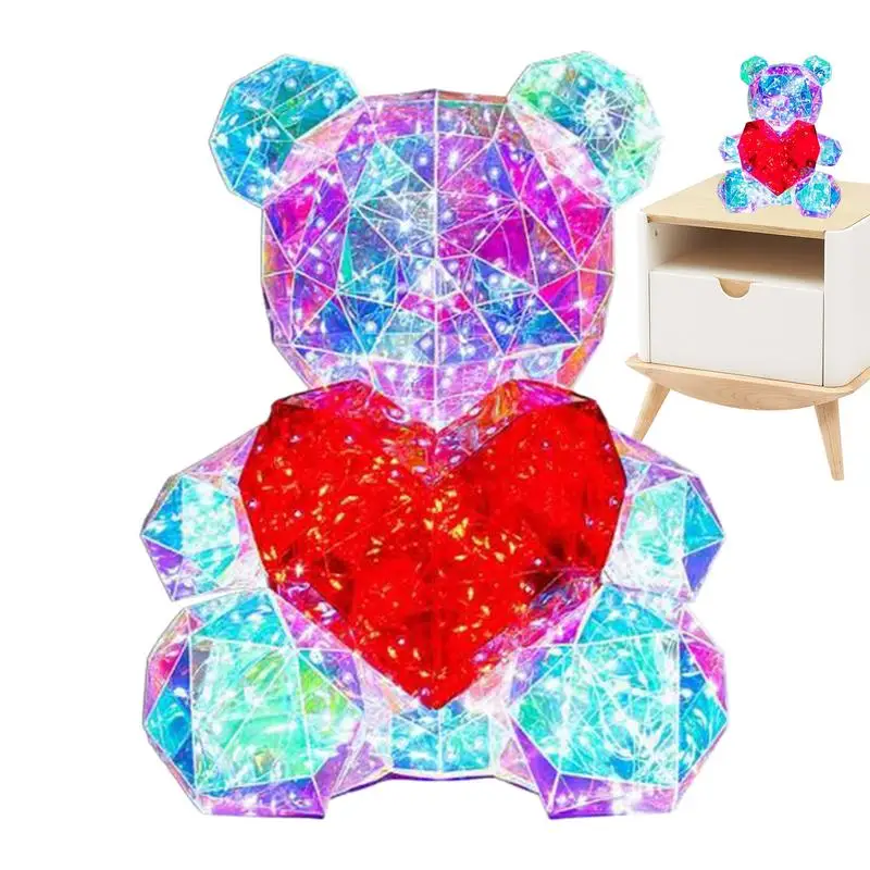 

Lighted Bear 3D Led Night Light With Glowing Heart Unique Gift And Table Decoration Glowing Bear Night Light Holding A Red Heart